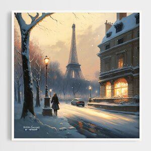 Paris Eiffel Tower Fantasy Watercolor Oil Painting Wall‎ Art Print